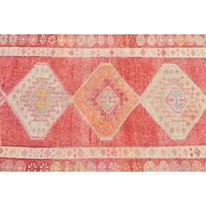 Alfombra Turca Vintage Herki Runner de 2.6x12.5 pies, Alfombra Marroquí Roja de Lana - Product Image 5