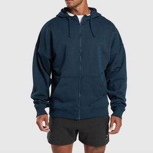 OEM personalizado de peso pesado 100% algodón de invierno cálido polar cremallera-Up Drop Shoulder Hoodies acanalado puño hombres mujeres 3D bordado - Product Image 1
