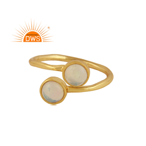 Anillo ajustable de piedras preciosas de ópalo etíope Natural chapado en oro de 18 quilates de plata de ley de gran venta, joyería para mujer, regalo para ella - Product Image 1