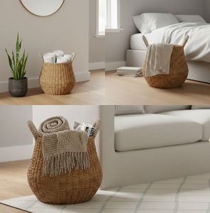 Juego de 2 Cestas Redondas GENTONG, Artesanía de Fibra de Corteza de Árbol de Plátano - Product Image 6