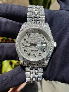 High Quality Luxury 41 MM Hip Hop Moissanite <b>Watch</b> Customized Iced Diamond Tester Quartz Movement VVS Glass Dial Window Business - Product Image 4