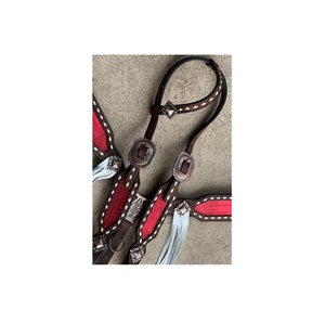 Premium Western Designer <b>Pin</b> Buckle Conchos One-Ear Headstall Breast <b>Collar</b> Tack Set Crocodile Leather Brown Horse Bridle - Product Image 2