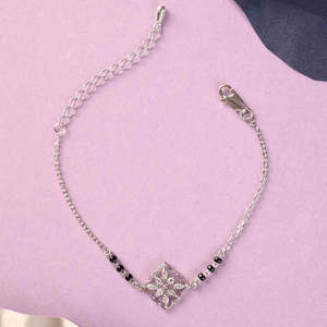 NOVAMART Fine Floral Pure Silver Mangalsutra Bracelet for a Special Gift to Your <b>Wife</b> Wholesale Export - Product Image 2
