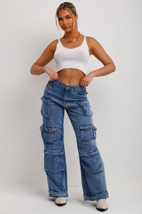 Customized Women's Summer Breathable Eco-Friendly 100% Cotton <b>Elastic</b> <b>Waist</b> Loose Straight Wide Leg Vintage Light Wash Quick Dry - Product Image 5