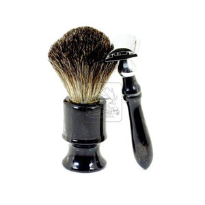 Juego de afeitado de maquinilla de afeitar DE Safety Juego de afeitado en húmedo manual de doble filo dorado con cuerno de búfalo Venta caliente - Product Image 3