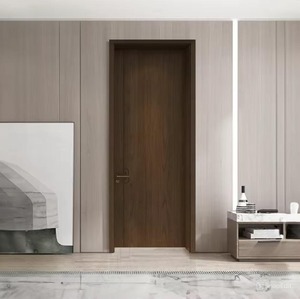 Porte intérieure en WPC PVC, étanche et insonorisée, design artisanal, avec finition surface grain de bois, porte composite pour appartement et salle de bain - Product Image 1