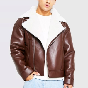 Diseño superior Suministro directo de fábrica Nuevo estilo Bomber Faux Fur Leather Jacket New Arrival Street Wear Chaqueta de cuero - Product Image 1