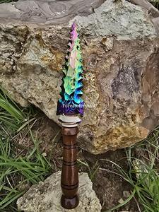 Cuchillo de Cristal Aura Tallado con Piedras Preciosas, Mango de Madera, Estilo Mascota, Decoración Metafísica para Altar, Calidad Premium, Portátil - Product Image 5