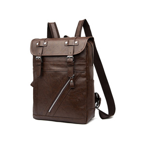 Mochila para ordenador portátil personalizable de gran capacidad, bolsa de viaje portátil de cuero PU para hombre con cierre de cremallera, estilo Vintage, impermeable - Product Image 3