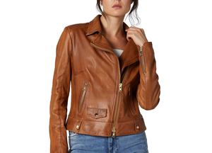 Chaqueta de Cuero Clásica de Piel de Oveja Vintage para Mujer, Talla Grande, con Cierre, Cuello Alto, Ligera, Ajustada, Manga Larga - Product Image 4