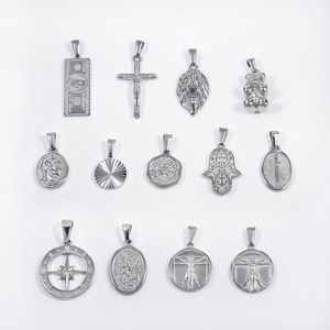 Ciondolo da uomo in acciaio inossidabile color oro con croce, angelo, bussola, San Cristoforo, impermeabile, gioielli streetwear, anti-ossidazione, regalo maschile - Product Image 4