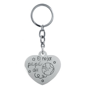 Portachiavi in Acciaio 'Miglior Papà del Mondo' con Stampa UV, Regalo per Papà a Forma di Moschettone - Product Image 1