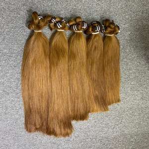 100% Vierge Brun Clair #8 Couleur Extensions de Cheveux Raides Couleur Brute Bundles de Cheveux Humains avec Fermeture Frontale - Product Image 1