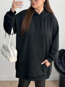 ชุดเดรสฮู้ดดี้ผู้หญิงไซส์ใหญ่ ผ้าฝ้ายฟลีซ แขนยาว มีกระเป๋าจิงโจ้ สไตล์ลำลอง สำหรับฤดูหนาว รับสั่งทำ - Product Image 5