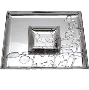 Plateau de service de nourriture au design Unique en métal avec Table à manger en verre plateau décoratif assiette de service de chocolat pour la cuisine 2023 - Product Image 3
