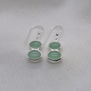 Bijoux fins faits à la main Aqua calcédoine solide 925 argent Sterling classique filles boucles d'oreilles pierre naturelle 925 timbre bijoux - Product Image 4
