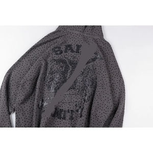 Venta al por mayor de alta calidad Saint Vanity Pave Set con diamantes Zip up Watered Oversise Mens Hoodies - Product Image 2