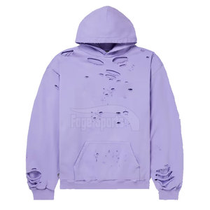 Bonne qualité personnalisé à la mode respirant haute qualité vêtements de rue basiques en détresse sweats à capuche pour hommes 100% coton hiver - Product Image 1
