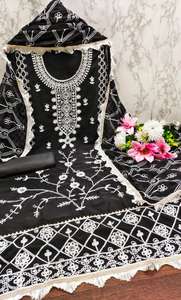 Nuevo vestido Material Foux jorjet con bordado como bordado de sueño con seda pura con dupatta - Product Image 3