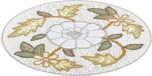 Set de table luxueux en or ivoire perlé avec motif floral et feuilles, perles de verre, décoration occasionnelle pour assiette de dîner - Or ivoire - Product Image 2
