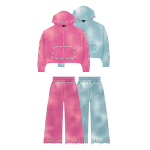 Wholesale Women's Casual Style Winter <b>Tracksuit</b> Set Breathable Solid Printed 100% Polyester Heavyweight Elastic Waist Hooded 2 1 - Product Image 2