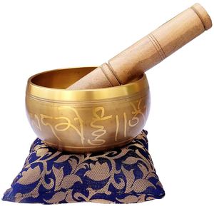 ชามสำหรับเล่นโยคะทองเหลืองขัดทองขนาดกลางชามทรงกลมสำหรับงานศิลปะทำจากโลหะ - Product Image 4