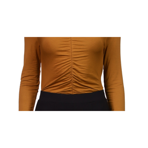 Top corto da donna Sanctuary marrone con maniche lunghe arricciate, taglia Small, in maglia - Product Image 3