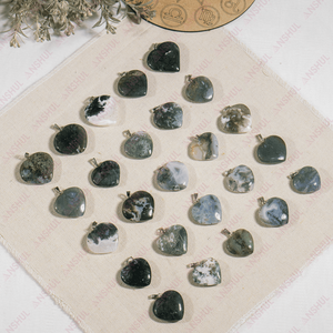 Pendentifs en agate mousse de qualité supérieure, grade AAA, magnifiques, intemporels, unisexes, en forme de cœur, à prix bas - Product Image 4