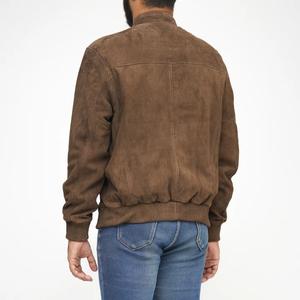 New Design <b>Men's</b> Vintage Sheep Skin <b>Suede</b> Leather Denim Bomber <b>Jacket</b> Front Double Pocket Waterproof Winter - Product Image 3