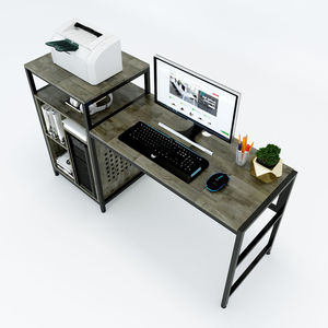 Rubberwood Computer <b>Desk</b> with Iron Frame Bookshelf Drawer Storage Shelves for Bedroom <b>Simple</b> Design COD68035 - Product Image 5