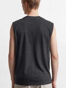Vêtements de gym d'été délavés à la pierre avec logo personnalisé 100% débardeurs sans manches en coton respirant pour hommes de couleur unie - Product Image 3