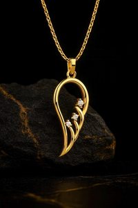 Collier en argent sterling 925 plaqué or vermeil avec pendentif aile d'ange chrétien en zircon, collier à plumes délicat, bijoux fins, cadeau pour femmes - Product Image 6