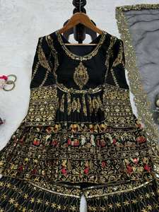 Conjunto Sharara de Georgette Sintética Bordada Premium, Ropa India Pakistaní Cómoda y Personalizada para Fiestas - Product Image 5