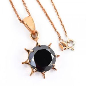 จี้เพชรเม็ดกลมสำหรับผู้หญิงดีไซน์รูปดวงอาทิตย์ประดับเพชรสีดำ - Product Image 1