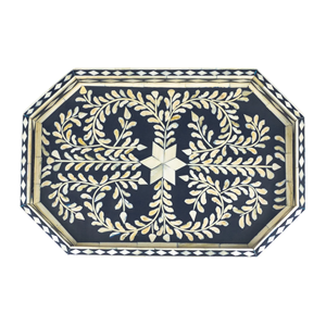 ชุดถาดรองน้ำชา6ชิ้นถาดตกแต่งโต๊ะฝังกระดูกลายดอกไม้ดีไซน์ใหม่ - Product Image 3