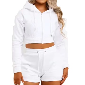 Cómodo entrenamiento 2 piezas mujer conjuntos cortos nueva llegada mejor última moda Casual desgaste mujer Sudadera con capucha y pantalones cortos conjunto 2026 - Product Image 4