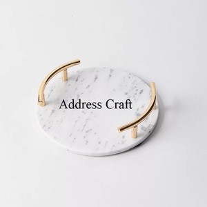 Plateau de service en pierre de marbre naturel de style moderne Plateaux en marbre rectangulaires personnalisés pour la décoration de table de présentation de bijoux de salle de bain utilisée - Product Image 4