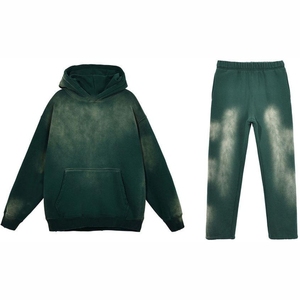 Logo personnalisé hommes haute qualité fermeture éclair sweats à capuche avec poches ensemble pantalon de gym pulls décontractés imprimé tricoté Jogging survêtement - Product Image 1