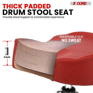 5Core Drum Throne 4 Cushion <b>Padded</b> Stool w Backrest Airlift Height Adjustable <b>Chair</b> w 441Lb Capcity - Product Image 2