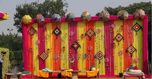 Decoración de Boda Punjabi, Sombrilla Phulkari Multicolor, Portátil, Tamaño y Color Personalizables, Fondo de Boda - Product Image 3