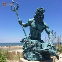 Sculpture de grande taille en bronze coulé pour l'extérieur, statue de Poséidon Néptune grecque au bord de la mer