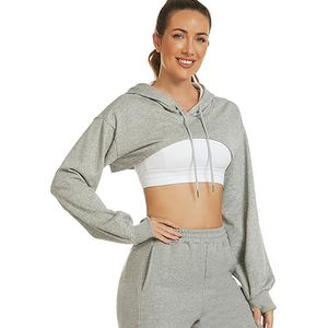 Sudadera Corta con Capucha para Mujer, Estilo Chic, Sexy, de Manga Larga, de Algodón, Ropa de Calle, Top Informal y Cómodo - Product Image 3