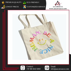 Widely Selling <b>Reusable</b> and Eco Friendly Medium Size Promotional Canvas Cotton Printed Shopping Tote <b>Bags</b> with Custom Design - Product Image 6