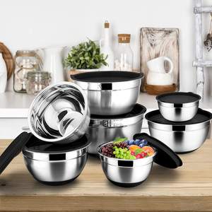 Factory Wholesale Prices Stainless Steel Metal Nesting Storage German Mixing <b>Bowls</b> with Airtight Lids for Mixing and Serving - Product Image 1