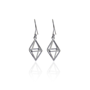 Handmade Geometric Silver Drop Earrings Geometric with Triangle Pattern Designer Earrings for Women and <b>Girls</b> Wear - Product Image 1