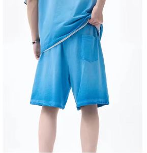 Custom Drawstring Casual Vintage Cotton Sweat Shorts Plain French Terry Men Washed Sports Raw Edges Distressed Acid Wash Quick - Product Image 1