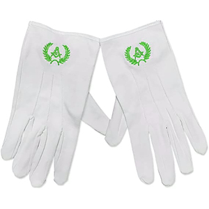 Gants maçonniques en coton blanc uni de haute qualité bas prix brodé église cérémonie défilé marche couture - Product Image 6