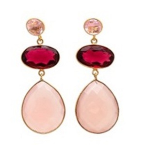Boucles d'oreilles en argent Sterling 925, calcédoine rose, Quartz rubis et pierre de Quartz rose, forme de poire et ovale, nouvel arrivage - Product Image 1
