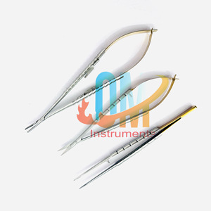 Ensemble d'instruments courbés en acier inoxydable de qualité médicale, approuvé CE ISO, 3 pièces, micro-ciseaux Castroviejo, porte-aiguilles - Product Image 5