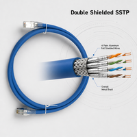 Kabel Ethernet Cat8 Cat9 40Gbps 2000MHz SSTP Double Shielded SFTP Lan Patch Cord 24AWG Tembaga Padat 7FT Kabel Internet Kecepatan Tinggi